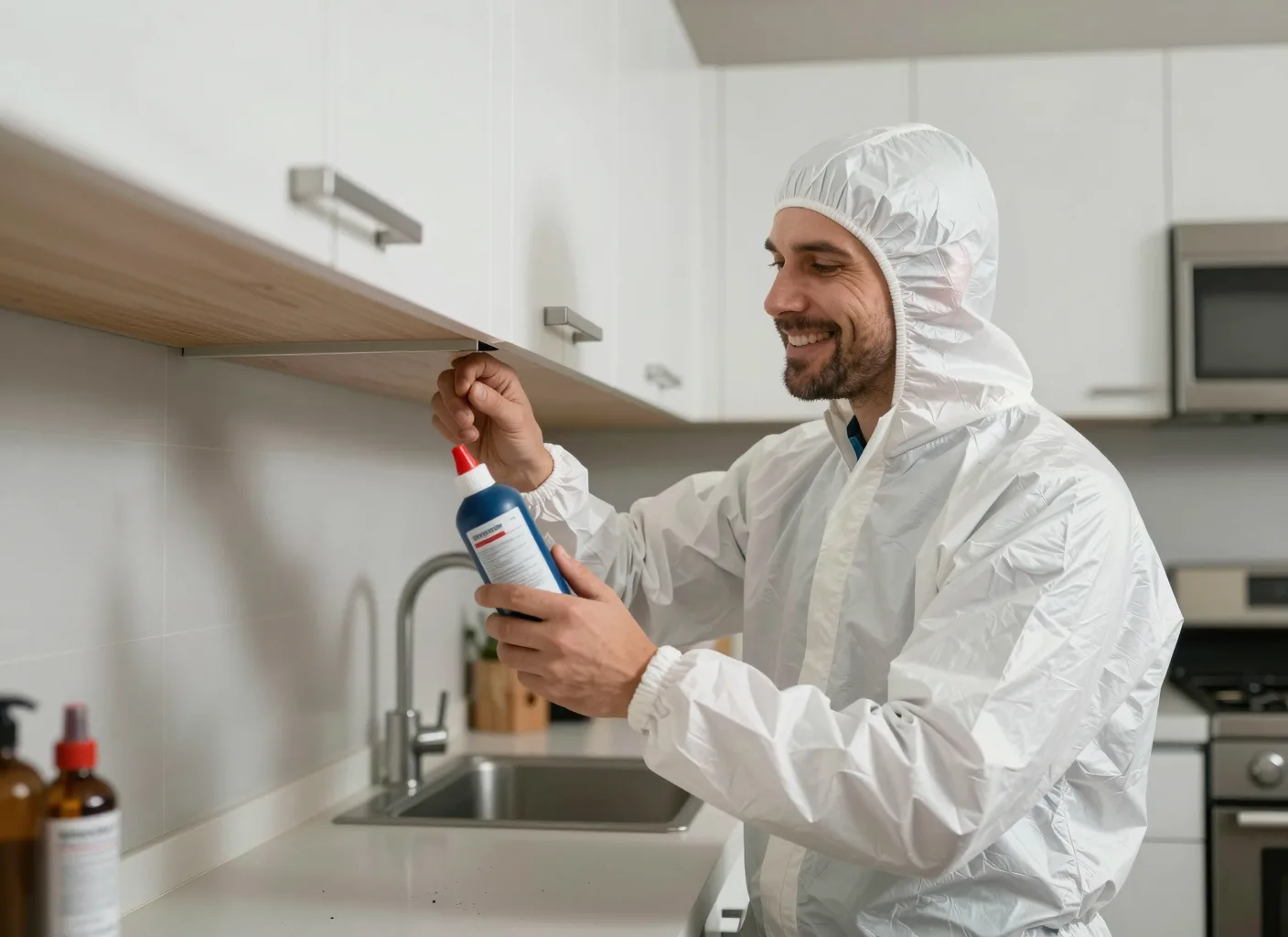 Anwendung von Ködergel im Küchenschrank